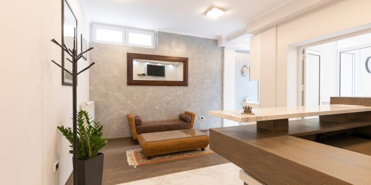 Dental clinic interior, waiting room living space