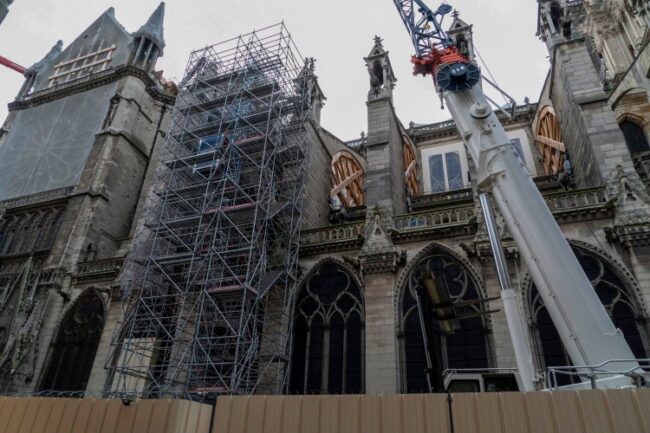 Notre dame paris under restoration church renovation