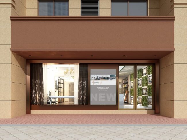 3d render of store exterior view retail space
