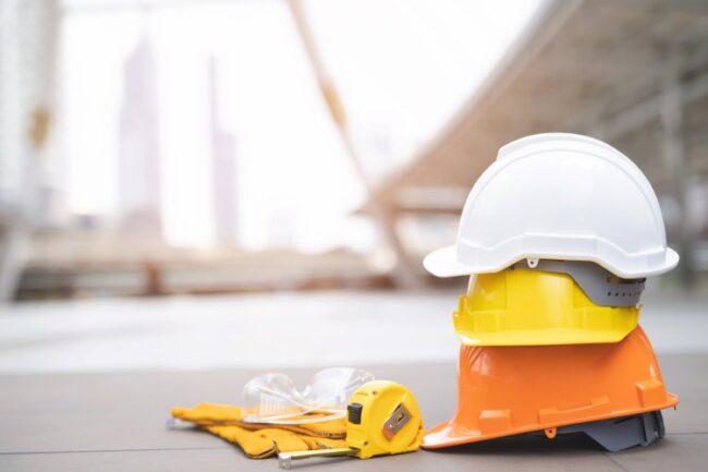 yellow and white hard safety wear helmet hat in the project at c hardhats